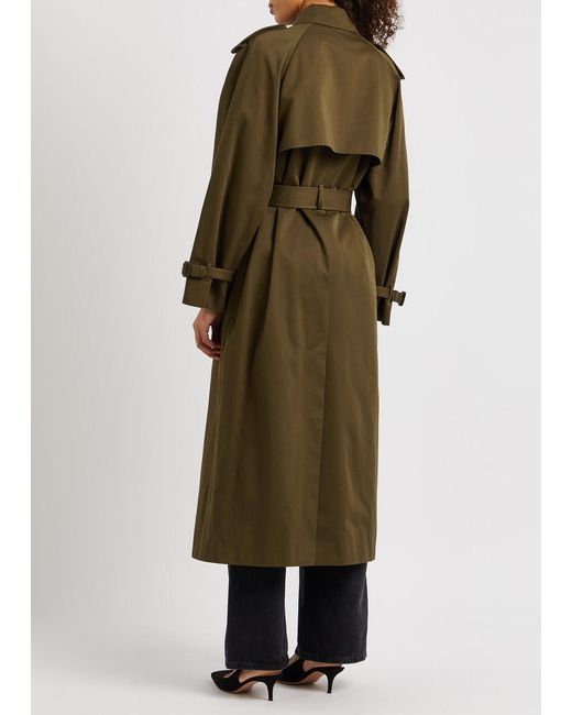 FRAME Green Double-breasted Wool Trench Coat