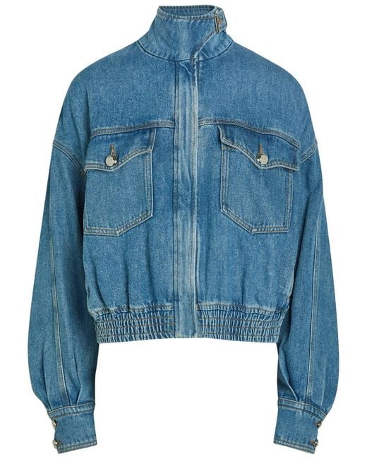 Sportmax Blue Funnel-Neck Denim Jacket