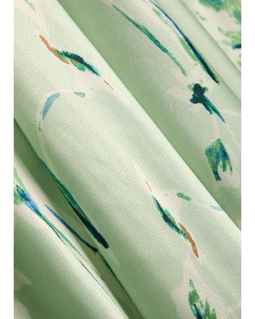 Rails Green Camellia Floral-Print Satin-Crepe Midi Dress