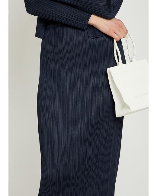 Pleats Please Issey Miyake Blue Pleated Woven Midi Skirt