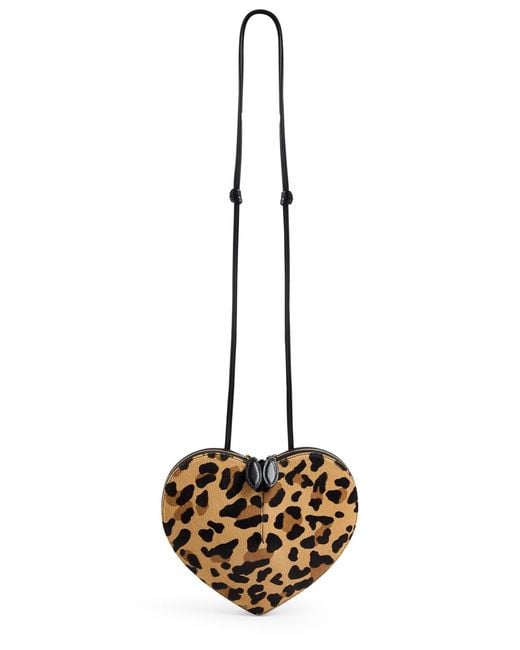 Alaïa Natural Le Coeur-Print Calf Hair Crossbody Bag