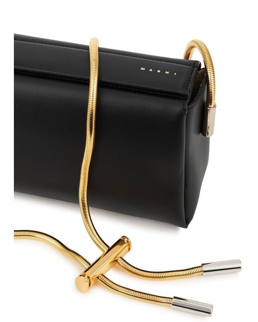Marni toggle Small Leather Box Bag, Bag, Black, Magnetic