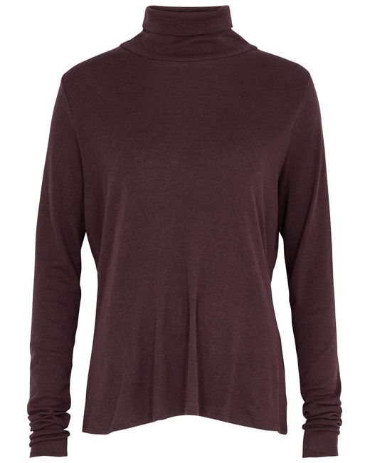 Eileen Fisher Purple Cotton-blend Roll-neck Top