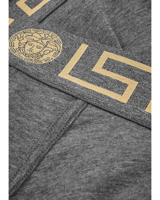 Versace Gray Logo Stretch-cotton Boxer Briefs for men