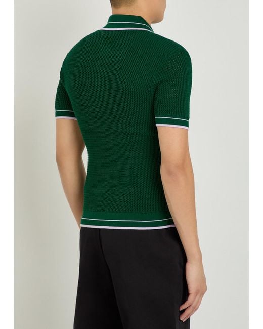 Casablanca Green Knit Cotton Polo Shirt for men