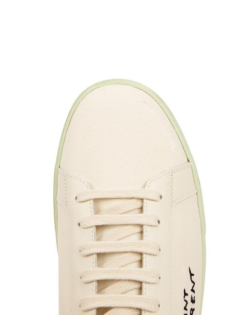 Saint Laurent Natural Court Off- Canvas Sneakers, Sneakers, Off