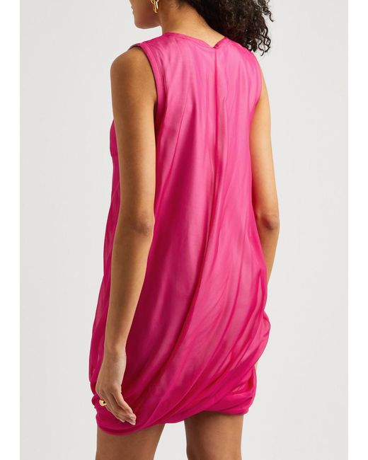 Helmut Lang Pink Bubble Silk Mini Dress