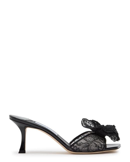 Jimmy Choo Black Skye Corsage 70 Floral-Appliquéd Lace Mules