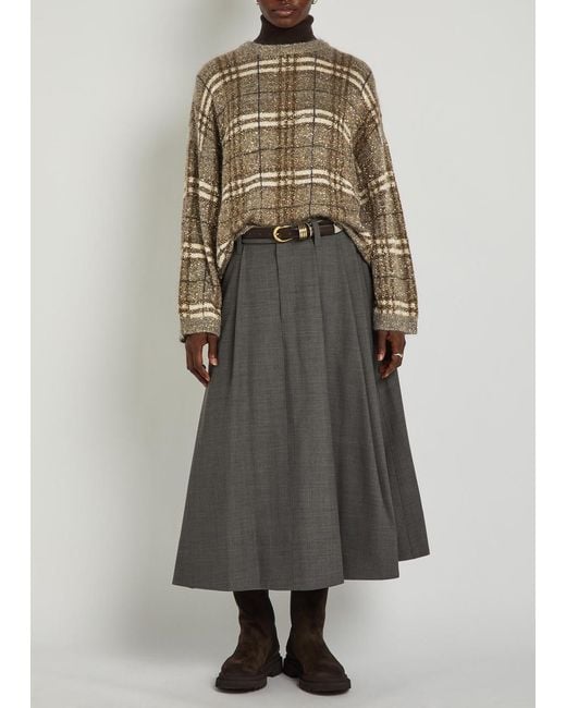 Brunello Cucinelli Natural Checked Embellished Knit Jumper