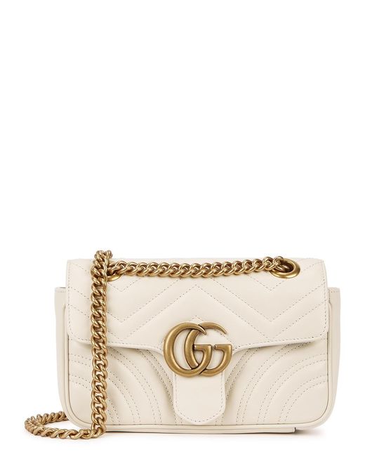 Gucci Natural Gg Marmont Mini Leather Cross-Body Bag