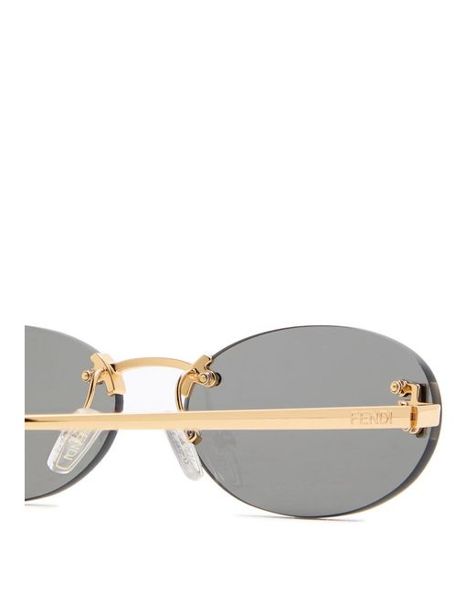 Fendi Metallic Rimless Oval-Frame Sunglasses