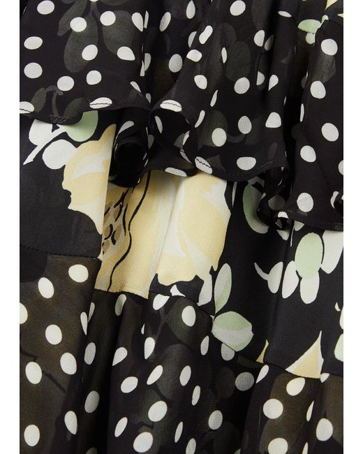 Rixo Black Johanne Floral-print Silk Maxi Dress
