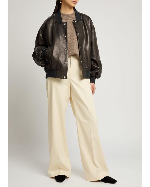 Moncler Natural Wide-Leg Twill Trousers
