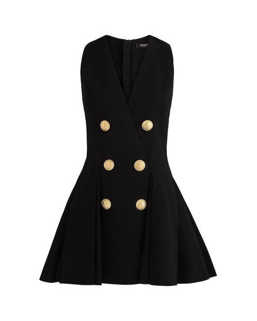 Balmain Black Pleated Mini Dress