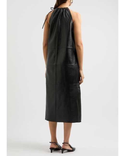 Day Birger et Mikkelsen Black Floressa Leather Midi Dress