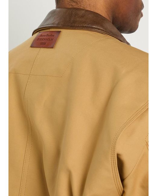 Acne Natural Opada Padded Leather-Trim Cotton Jacket for men
