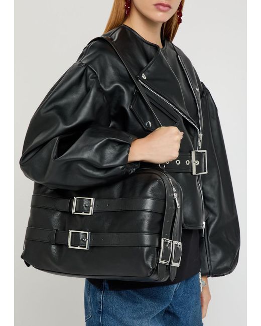 Simone Rocha Black Biker Belted Leather Shoulder Bag
