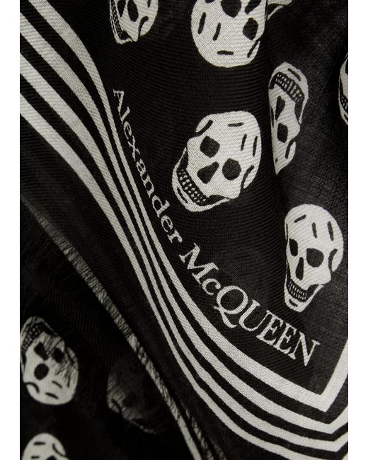 Alexander McQueen Black Biker Skull-jacquard Wool Scarf