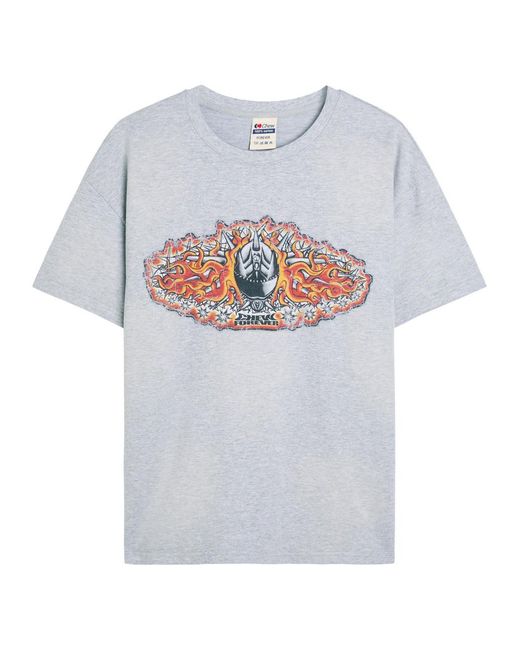 Chew Forever Gray Static Printed Cotton T-Shirt for men