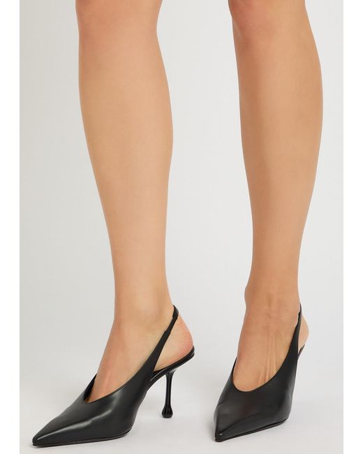 Jimmy Choo Black Isa 80 Leather Slingback Pumps