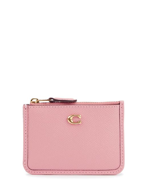 COACH Mini Leather Coin Purse in Pink Lyst