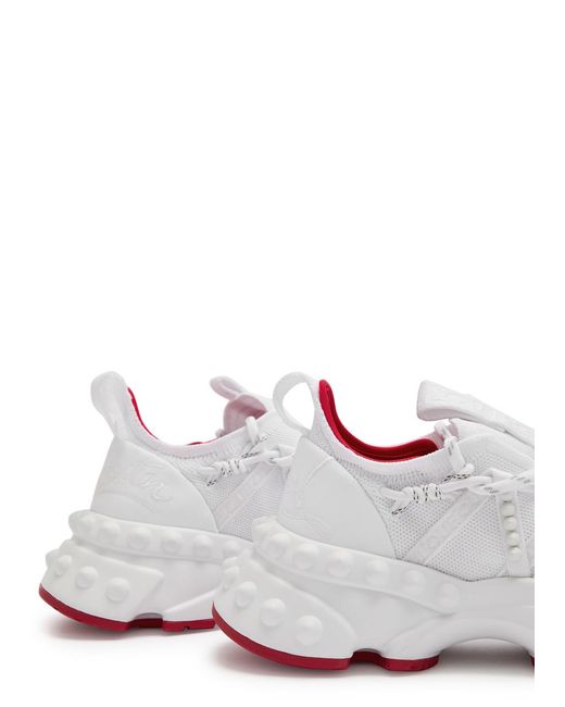 Christian Louboutin White Trailnrun Panelled Mesh-Knit Sneakers