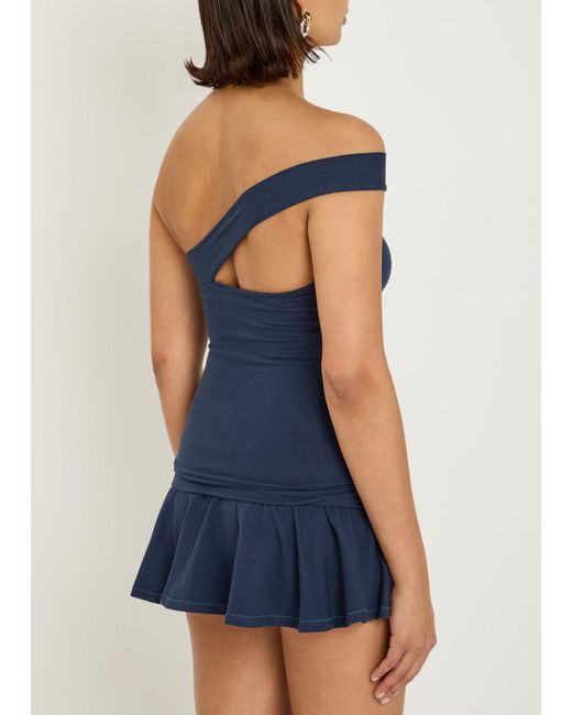 Skims Blue Asymmetric Stretch-Cotton Top