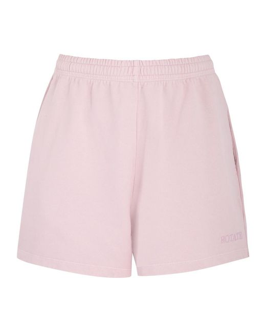 ROTATE SUNDAY Pink Logo-Embroidered Cotton Shorts