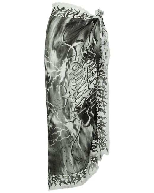 Jean Paul Gaultier Gray Diablo Printed Modal-blend Sarong