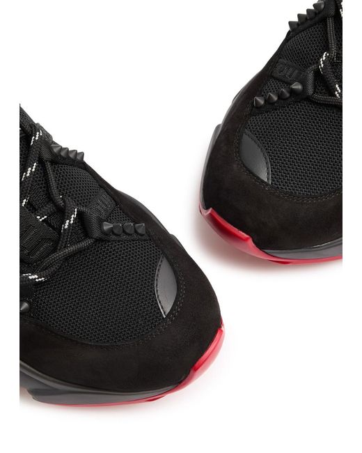 Christian Louboutin Black Trailnrun Panelled Knitted Sneakers