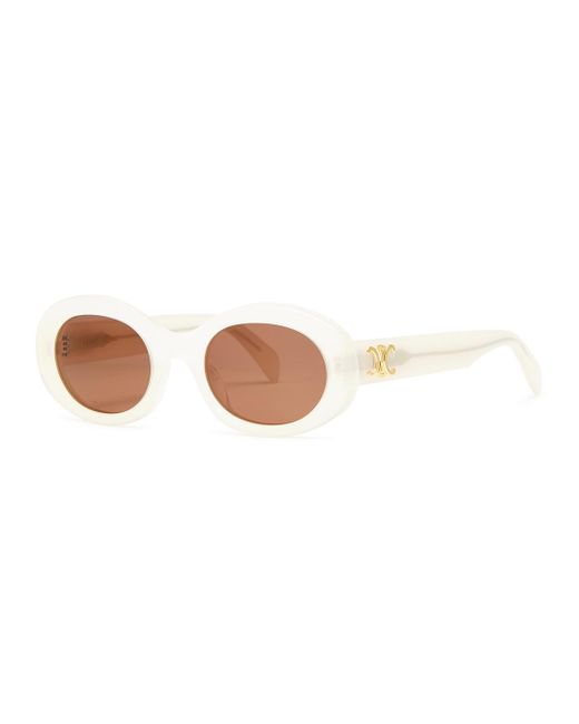 Céline White Oval-frame Sunglasses