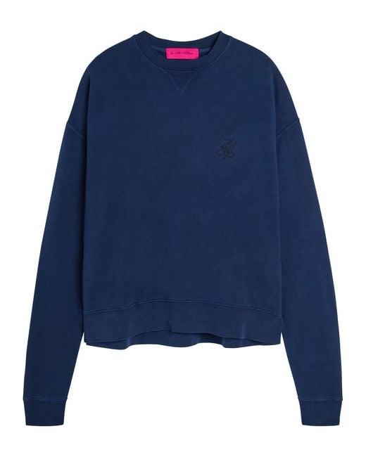 The Elder Statesman Blue Daily Logo-Embroidered Cotton And Cashmere-Blend Sweatshirt for men