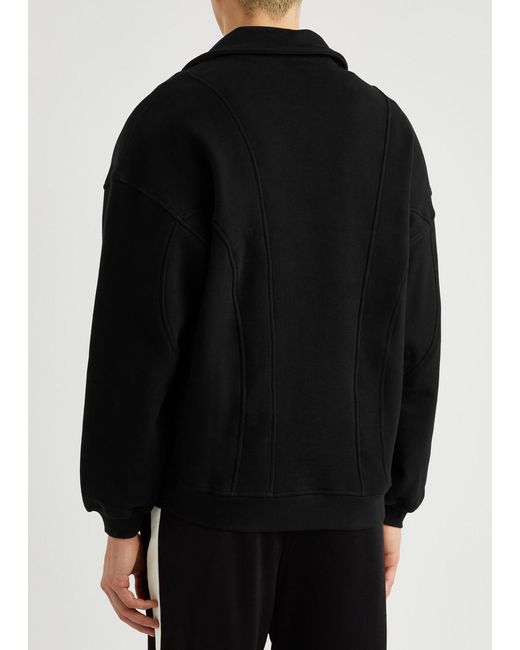Saint Laurent Black Logo-Embroidered Half-Zip Cotton Sweatshirt for men