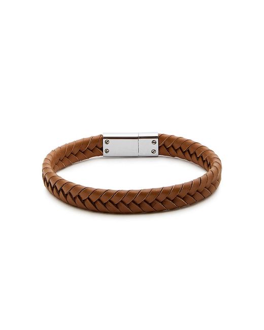 Paul Smith Brown Braided Leather Bracelet for men