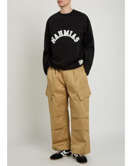 NAHMIAS Black Varsity Logo-Appliquéd Cotton T-Shirt for men