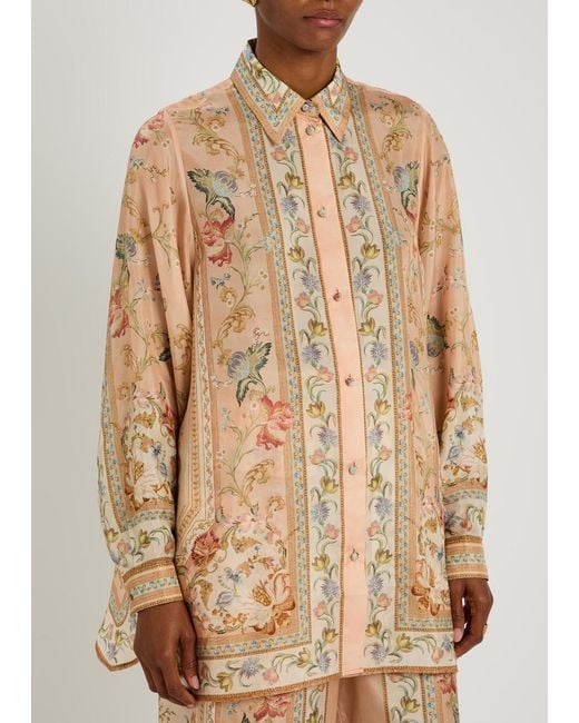 Zimmermann Natural Roselight Printed Silk Shirt