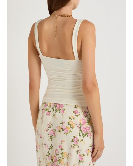 Reformation Natural Trish Ruched Stretch-Cotton Top