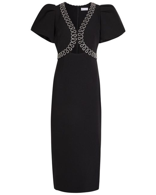 Rebecca Vallance Black Nyx Crystal-Embellished Crepe Midi Dress
