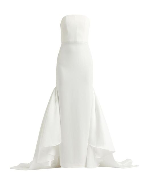Solace London White Jodie Strapless Crepe Gown