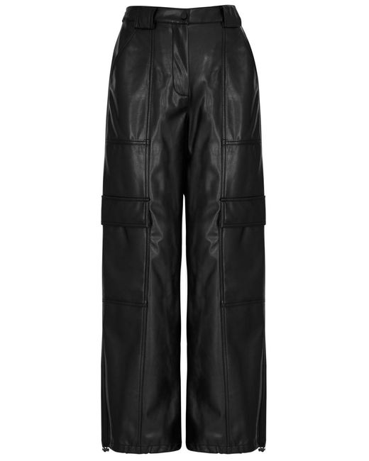 Jonathan Simkhai Black Wide-leg Vegan Leather Cargo Trousers