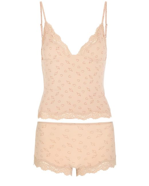 Skims Natural Printed Stretch-Jersey Cami And Boyshort Set