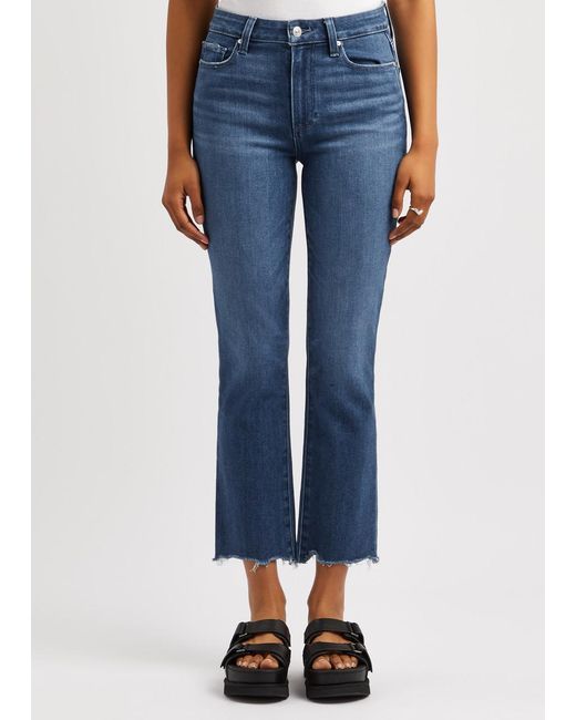 PAIGE Blue Cindy Cropped Straight-Leg Jeans