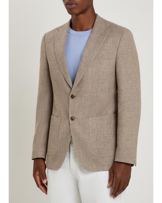 Boss Brown Hutson Wool And Linen-Blend Blazer for men