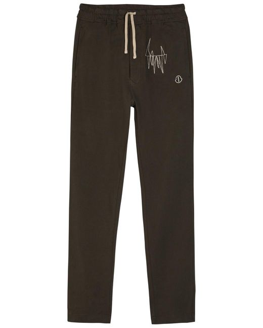 Rick Owens Gray X Moncler Logo-Appliquéd Cotton Sweatpants for men
