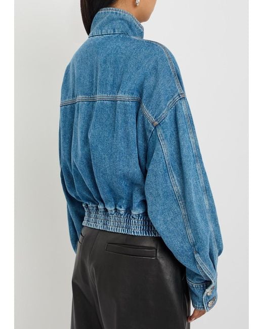 Sportmax Blue Funnel-Neck Denim Jacket