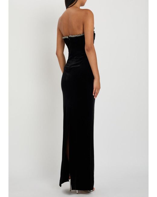 Self-Portrait Black Embellished Velvet Gown