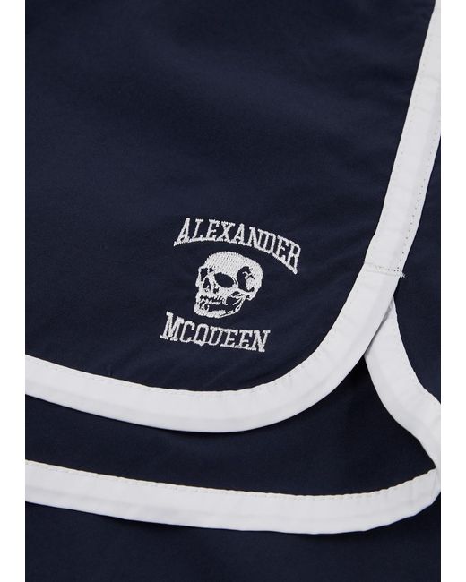 Alexander McQueen Blue Varsity Shell Swim Shorts for men
