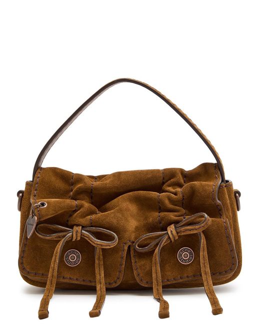 Acne Brown Multipocket Micro Suede Cross-Body Bag