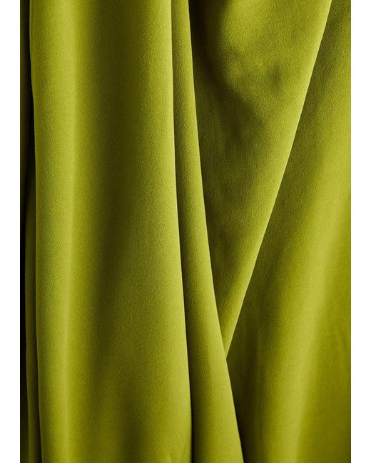 Solace London Green Daria Draped One-Shoulder Maxi Dress