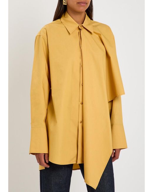OSSOU Yellow Tess Asymmetric Cotton-Poplin Shirt